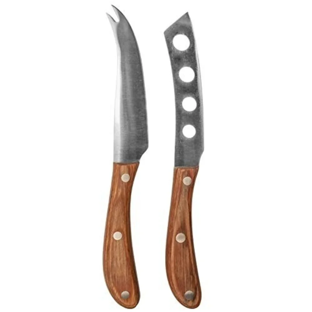 Danesco Cheese Knife Set Unisex OS Brown New 2 Piece Stainless Steel Wood Handle